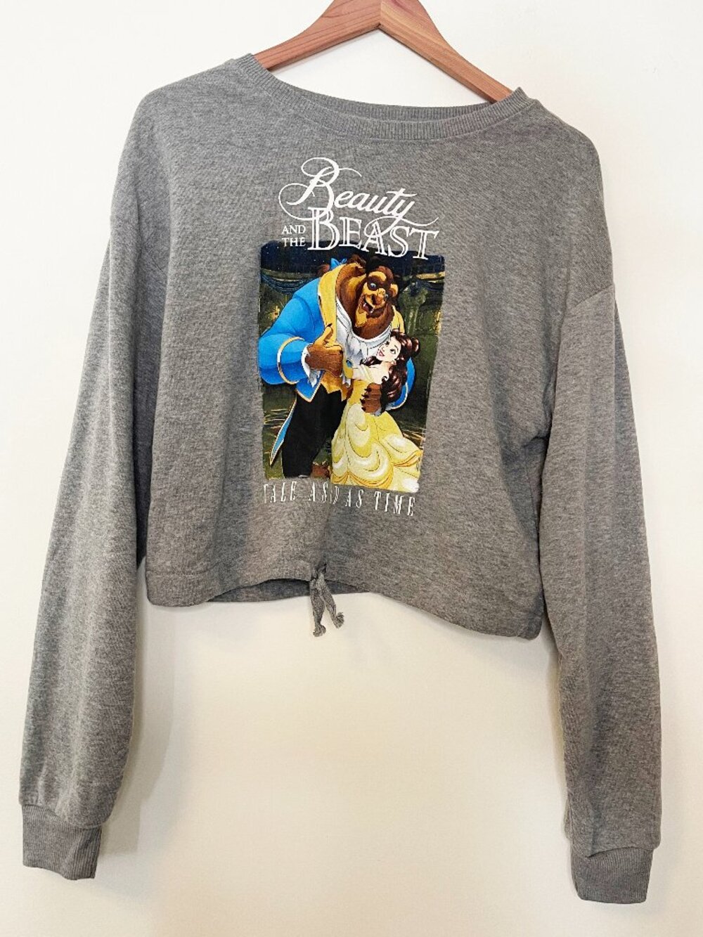 Disney Beauty and the Beast Belle Gray Cropped Cozy Sweatshirt Small